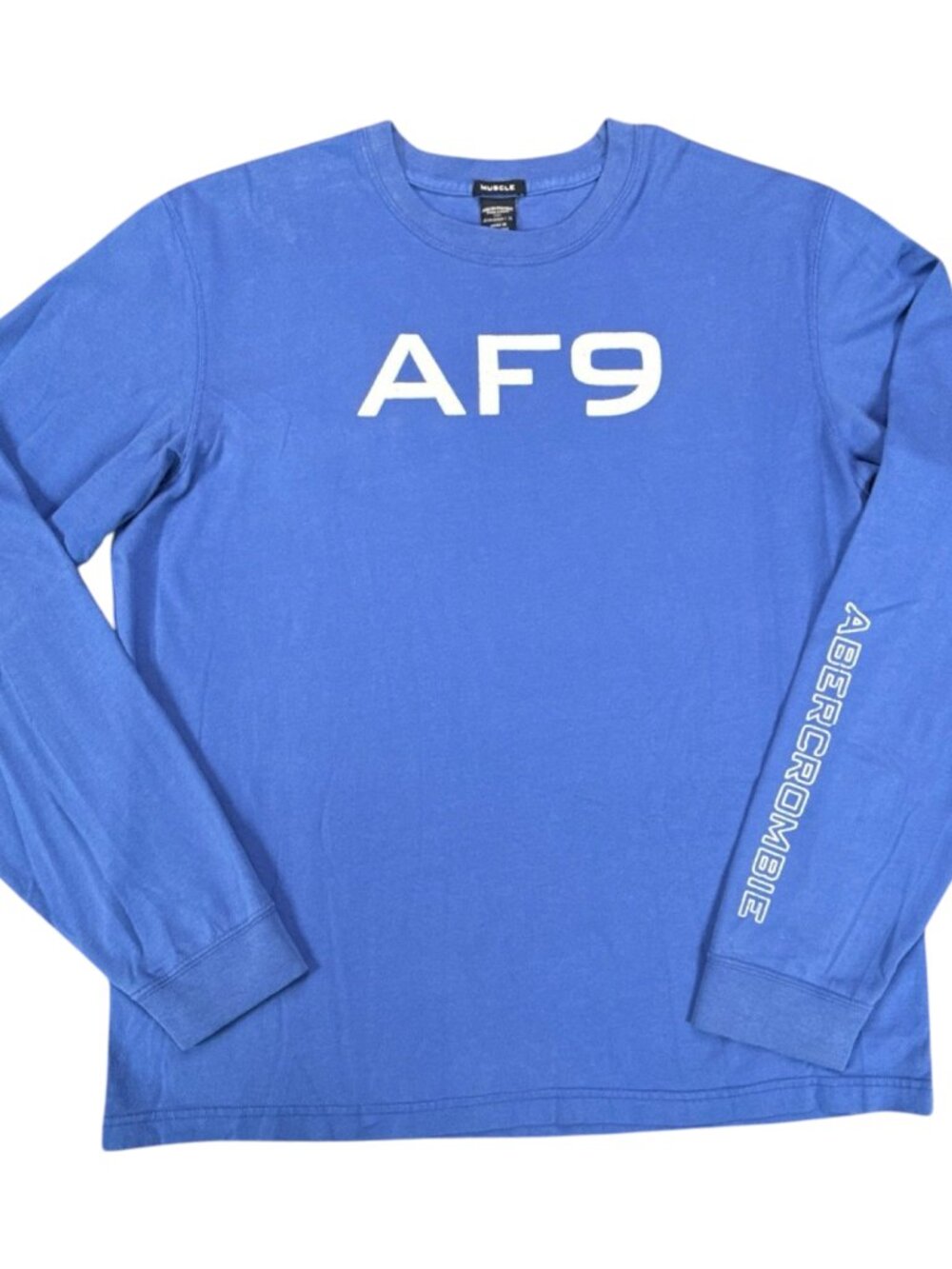 Abercrombie Fitch AF9 Gym Issue Men's XL Royal Blue Long Sleeve Shirt Hong Kong